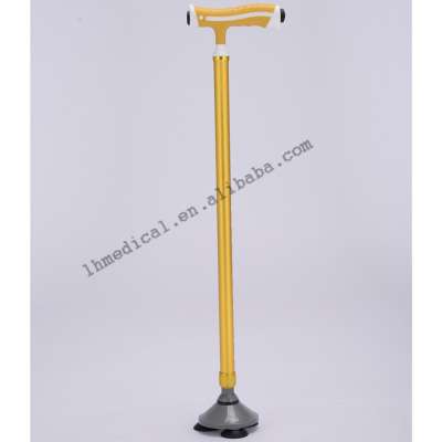 Three-feet golden aluminum alloy walking stick with led