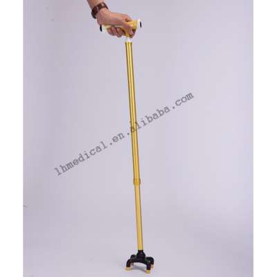 Four-feet golden aluminum alloy walking stick