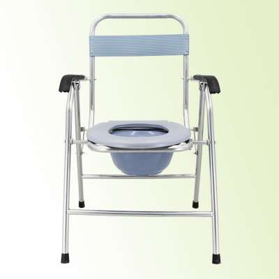 China hot sell economical folding  commode chair with backrest and steel frame for disabled and elderly