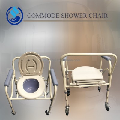 Heigt adjustable shower chairs for disabled with wheels