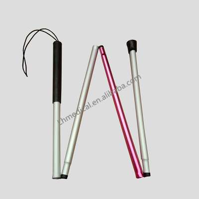 High quality 4 sections foldable walking stick for blind