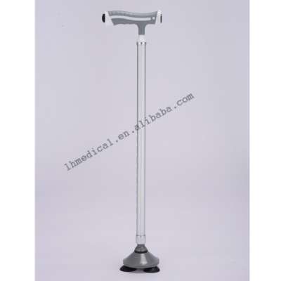 Three-feet silver aluminum alloy cane with flashlight